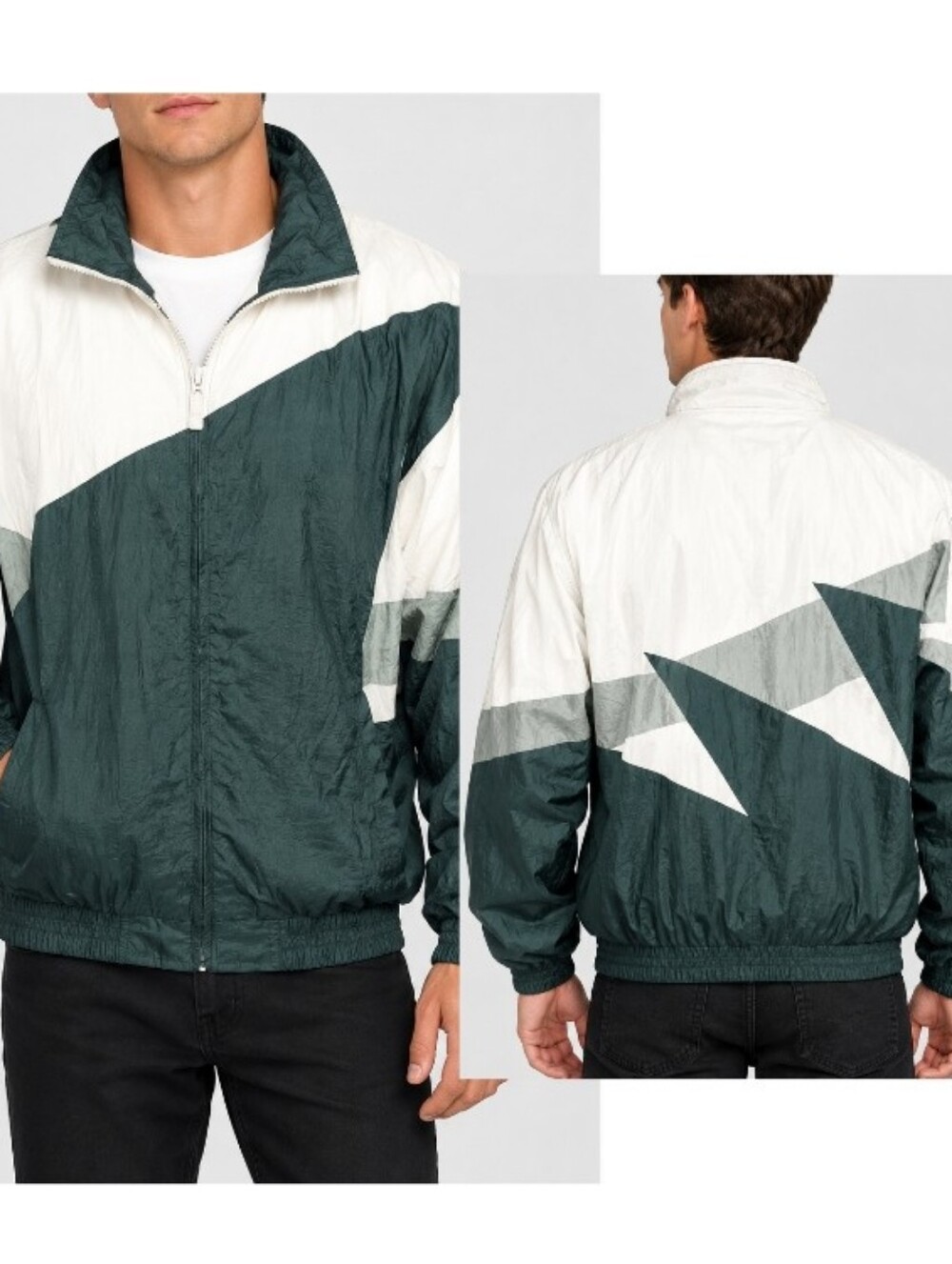 Vintage 90s BAW Athletic Wear "Shark Tooth" Windbreaker Jacket
